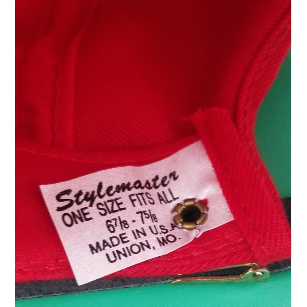 Firestone Leader in the Field Tractor  Hat Cap red Strapback made in USA Suede